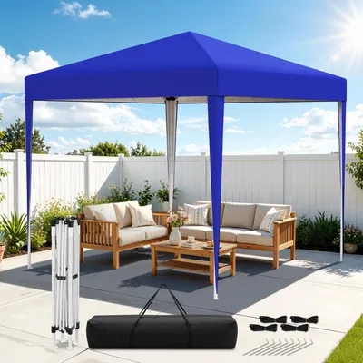 Produktbild von Ikodm Faziango Pavillon 3x3 m ohne Seitenwände, Pop-Up Faltpavillon mit wasserdichtem 210D-Oxforddach, UV-Schutz 50+, 3-fach höhenverstellbar, Tragetasche, Blau