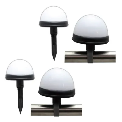 Immagine prodotto di Set di 4 luci solari a LED per ringhiere o recinzioni | Lampada solare a forma di sfera | Lampada da giardino, illuminazione esterna | Lampada solare per il giardino | Sfera solare in plastica