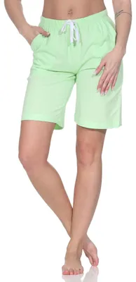 Produktbild von Damen Shorty Schlafanzug Pyjama Hose kurz - Mix & Match  - perfekt zu kombinieren ; grün , 36