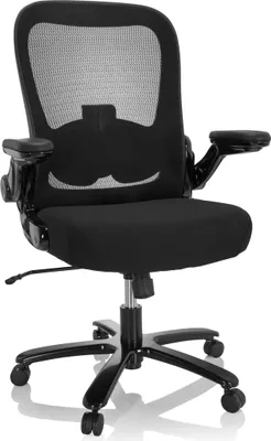 Produktbild von hjh OFFICE XXL Drehstuhl INSTRUCTOR SW I Bürostuhl gepolstert bis 220 kg belastbar mit abklappbaren Armlehnen Stoff / Netzstoff für Büro, Zuhause