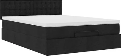 Produktbild von Ottoman-Bett mit Matratze Schwarz 140x200 cm Stoff