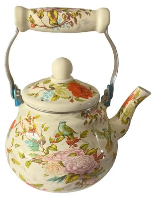 Produktbild von Emaille-Teekessel 1,5 L mit Blumenmotiv
