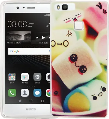 Produktbild von Handy Hülle für Huawei P9 Cover Case Schutz Tasche Motiv Slim Silikon TPU Schriftzug Marshmallows