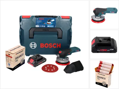 Zdjęcie produktu dla Akumulatorowa szlifierka oscylacyjna Bosch GEX 18V-125 Professional 18 V 125 mm bezszczotkowa + 1x zestaw ścierny sieciowy Toolbrothers SPIDER + 1x akumulator ProCORE 4,0 Ah + L-BOXX - bez ładowarki
