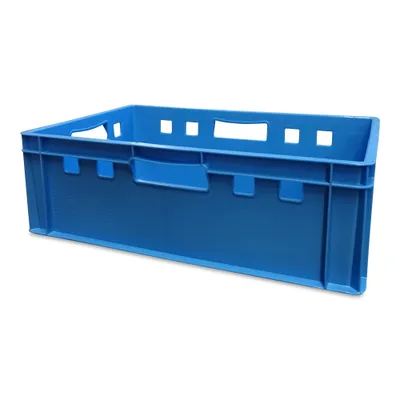 Produktbild von 1 Stück E2 Eurofleischkiste Stapelkiste Box Metzgerkiste lebensmittelecht blau. (1xE2 blau)