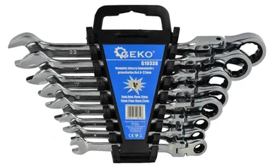 Obrázok produktu pre Sada kombinovaných očko-plochých kľúčov s račňou a kĺbom 8ks 8 - 22mm Geko