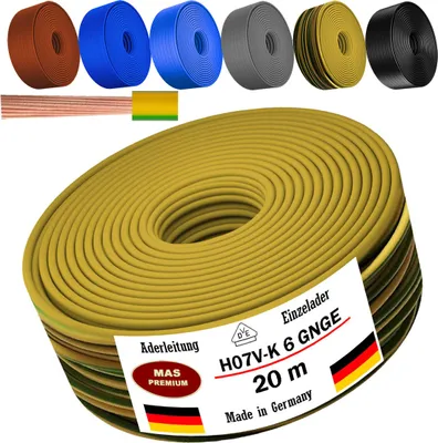 Produktbild von 20m Aderleitung H07 V-K GNGE 1x6 mm² Grüngelb Einzelader flexibel
