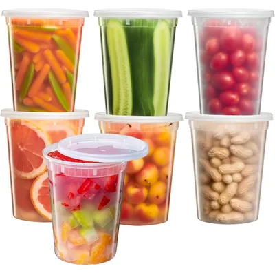 Zdjęcie produktu dla Omgoods - 24 sztuk wielokrotnego użytku, plastikowe pojemniki na żywność z pokrywką - pojemniki o pojemności 950 ml, szczelne