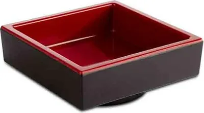 Produktbild von APS 15485 Schale / Bento Box ASIA PLUS, 7,5 x 7,5 cm, Höhe 3 cm, Melamin, schwarz matt/rot glänzend