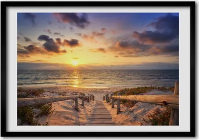 Produktbild von Bild - Bilderrahmen - 100 cm x 70 cm - MDF - Rahmen - Foto - Wandkunst Der Weg zum Strand