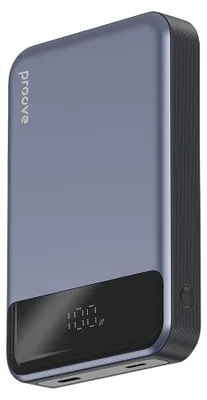 Imagen del producto de Proove - Batería externa Hoodman con USB-C, Lightning, carga magnética Qi, pantalla LED, 20 W, 10000 mAh – gris