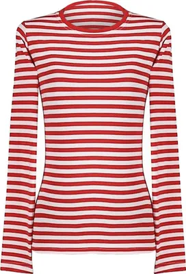 Produktbild von Ringelshirt langarm rot-weiß Karnevalskostüm Damen Größe: M