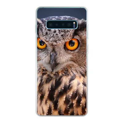 Produktbild von MuchoWow® Handyhülle Schutzhülle Hülle für Samsung Galaxy S10 Lite Eine Nahaufnahme einer braunen Eule Silikon Softcase Handy Hülle - Schutz