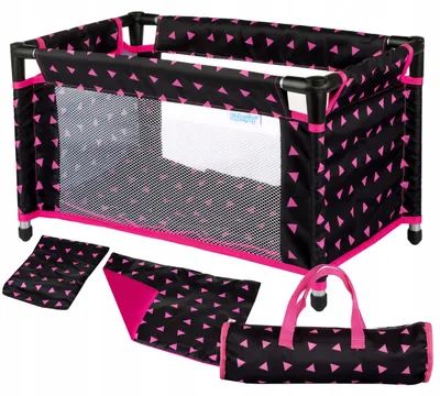 Produktbild von Puppenreisebett klappbar mit Tasche und Bettwäsche – faltbares Puppenbett für Puppen bis 46 cm