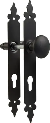 Produktbild von Türgriff Türklinke Türbeschlag aus Metall Schwarz matt auf Schild Wechselgarnitur