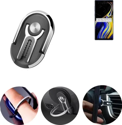 Produktbild von K-S-Trade 3in1 Smartphone-Ring Handy-Ring kompatibel mit Samsung Galaxy Note9 Exynos Fingerhalterung  Handyring Tischständer