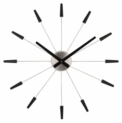 Wanduhr 58 cm, Metall, Schwarz, Analog, Modern