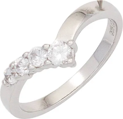 Produktbild von JOBO Damen Ring 925 Sterling Silber rhodiniert 4 Zirkonia Silberring Größe 54