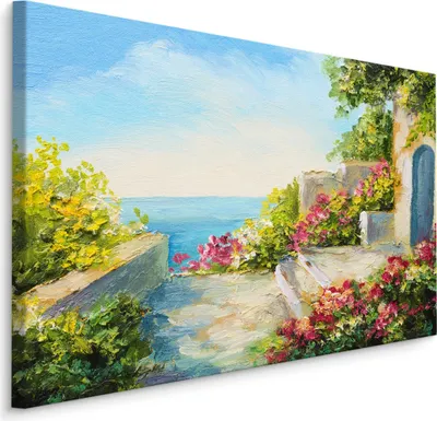 Produktbild von Fabelhafte Canvas LEINWAND BILDER 90x60 cm XXL Kunstdruck Meer Himmel Sonne Gebäude