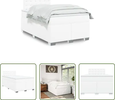 Produktbild von The Living Store Boxspringbett mit Matratze Weiß 120x190 cm Kunstleder
