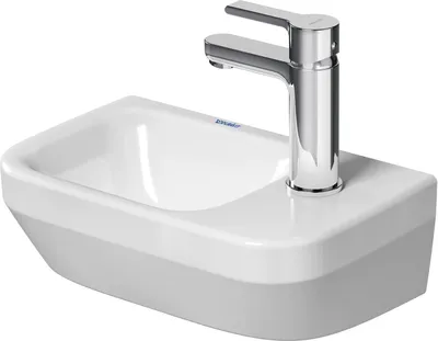 Immagine prodotto di Duravit No.1 lave-mains, avec trou pour robinetterie, sans trop-plein, 360x220mm, gauche, dessous émaillé, blanc, 07453600412, 07453600412