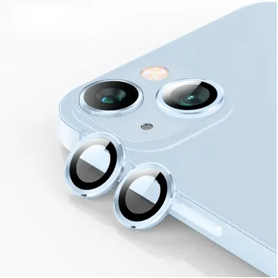 Image de Pour Apple iPhone 15 / 15 Plus : verre de protection pour objectif de caméra, verre trempé H9, bleu clair