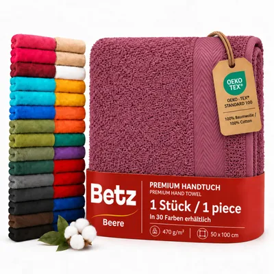 Produktbild von Betz Handtuch PREMIUM 100% Baumwolle 50x100 cm Gesicht- Hände- Körper- Handtuch Farbe - beere