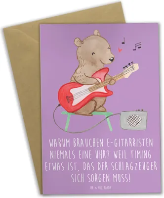 Produktbild von Mr. & Mrs. Panda Grußkarte E-Gitarre Timing - Lavendeltraum - Geschenk, Instrument, einladungskarten, Band, Lernen, Musiker, Musik, Kreativität, vatertagskarte, Rhythmus