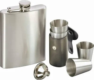 Produktbild von Flachmann-Set 3-teilig „Major“ 190 ml Edelstahl