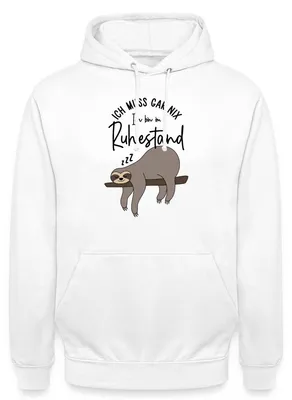 Produktbild von Spreadshirt Ruhestand | Faultier Ich Muss Gar Nix | Ich Bin Im Ruhestand Uni Hoodie, L, Weiß