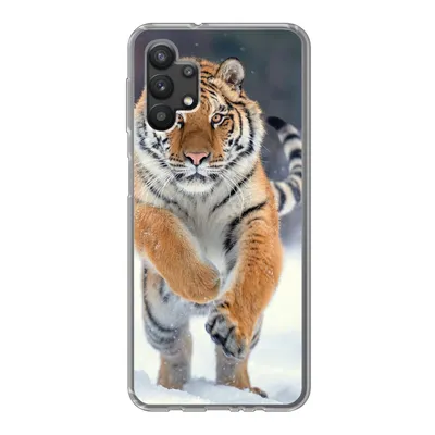 Produktbild von MuchoWow® Handyhülle Schutzhülle Hülle für Samsung Galaxy A32 5G Tiger - Landschaft - Schnee - Tiere Silikon Softcase Handy Hülle - Softcase
