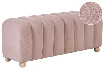 Produktbild von BELIANI Sitzbank Beige Bouclé Gepolstert 111 cm Breit 45 cm Hoch Gesteppt Schmal mit Holzbeinen ohne Lehne Retro Flurbank Polsterbank Bettbank