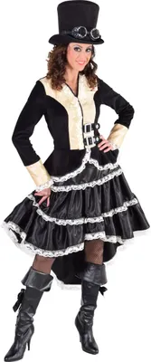 Produktbild von M217113-S Damen Steampunk Kostüm-Kleid schwarz Gr.S=36
