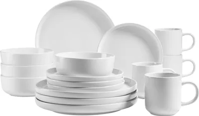 Produktbild von Mäser 931962 Kombiservice Alenia für 4 Personen, Steinzeug, weiß (1 Set, 16-teilig)