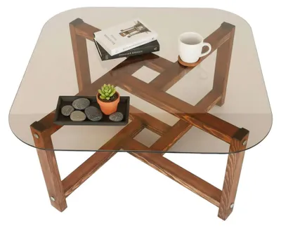 Produktbild von Aurano - Couchtisch, 80x80x40h cm Eichenbraun, mit Zeitungsablage