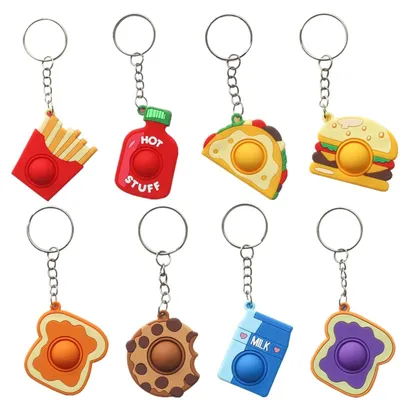 Obrázek produktu pro Přívěšek na klíče Pop it - Fidget hračka - Silikon - Sada 8 kusů