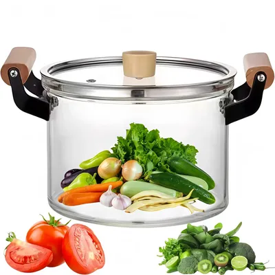 Image de Casserole résistante à la chaleur avec couvercle en verre borosilicaté