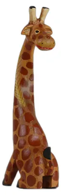 Produktbild von Holz Giraffe Holzschnitzerei Holzfigur bemalt Miniatur H:20cm