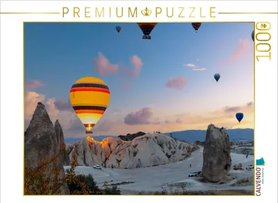 Produktbild von CALVENDO Puzzle Feuerballon über Kappadokien | 1000 Teile Lege-Größe 64x48cm Foto-Puzzle für glückliche Stunden