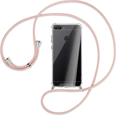Produktbild von Handykette Backcover-Schutzhülle mit Band (Metall silberfarben) für Huawei P smart / Enjoy 7S - roségold