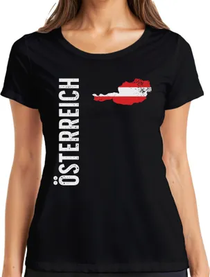 Produktbild von Österreich Fussball Fan Weltmeisterschaft Europameisterschaft WM Damen T-Shirt, Schwarz, XXL