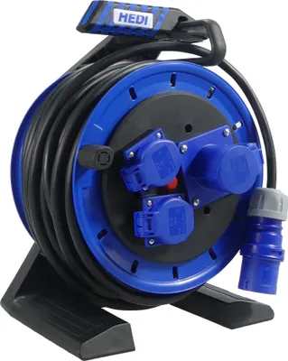 Produktbild von HEDI Vollkunststoff-Kabeltrommel Generation 7 Companion CEE Ausführung 3x16A, 250V Neopren Gummileitung 25 m