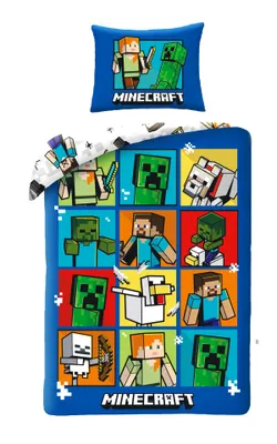 Produktbild von Halantex Einzelbettdecke - Minecraft Blau 200x140. 90x70