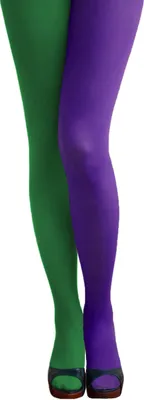 Produktbild von Oblique Unique y Strumpfhose für Damen 2-farbig blickdicht für Fasching Karneval - grün lila
