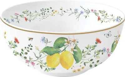 Produktbild von Müslischale FLEURS ET CITRONS Zitronen D. 15cm weiß gelb Porzellan Easy Life