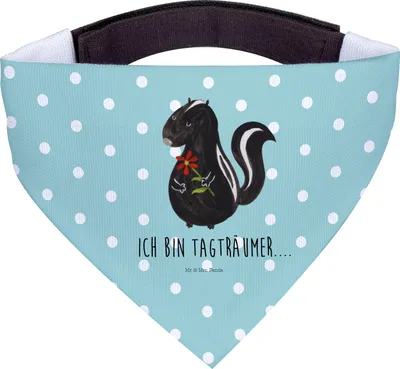Produktbild von Mr. & Mrs. Panda Bandana Stinktier Blume - Türkis Pastell - Geschenk, Träume, Halstuch für Hund, Raubtier, Dreams, Wildtier, Hundehalstuch, Dreieckstuch, Skunk