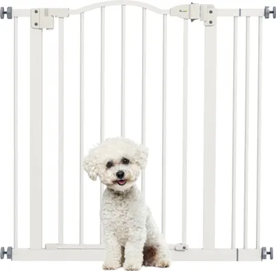 Produktbild von PawHut 78 cm Hundegitter für den Innenbereich, Sicherheitsgitter für Hunde, ausziehbares 74–87 cm Hundeabsperrgitter, weiß