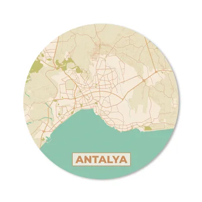 Produktbild von MuchoWow® Mauspad Mousepad Karte - Antalya - Stadtplan - Vintage 50x50 cm - Mousepads - Maus Mat - Pad - Mausunterlage - Vinyl