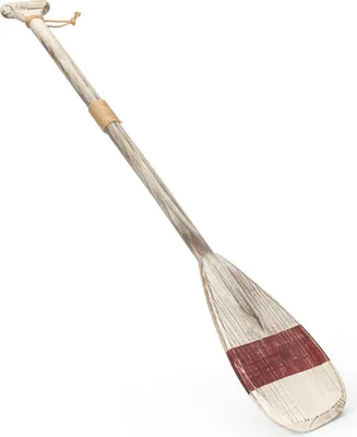 Produktbild von Deko Paddel Holz maritim bemahlt weiß bordeaux 91,5x16x3cm mit Haken