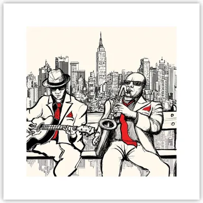 Produktbild von Poster - Poster ohne Rahmen - Jazz Musik Musiker - 30x30 cm - Wand Bild - Wanddeko - Wandbilder - Kunstposter - Wandposter - Bilder - Kunstdruck - Wanddekoration - Wandbild - P2XAC30x30-3599
